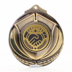 Two Tone Handshake Medal 50mm Gold