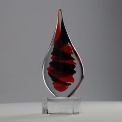 Art Glass Red & Black 220mm