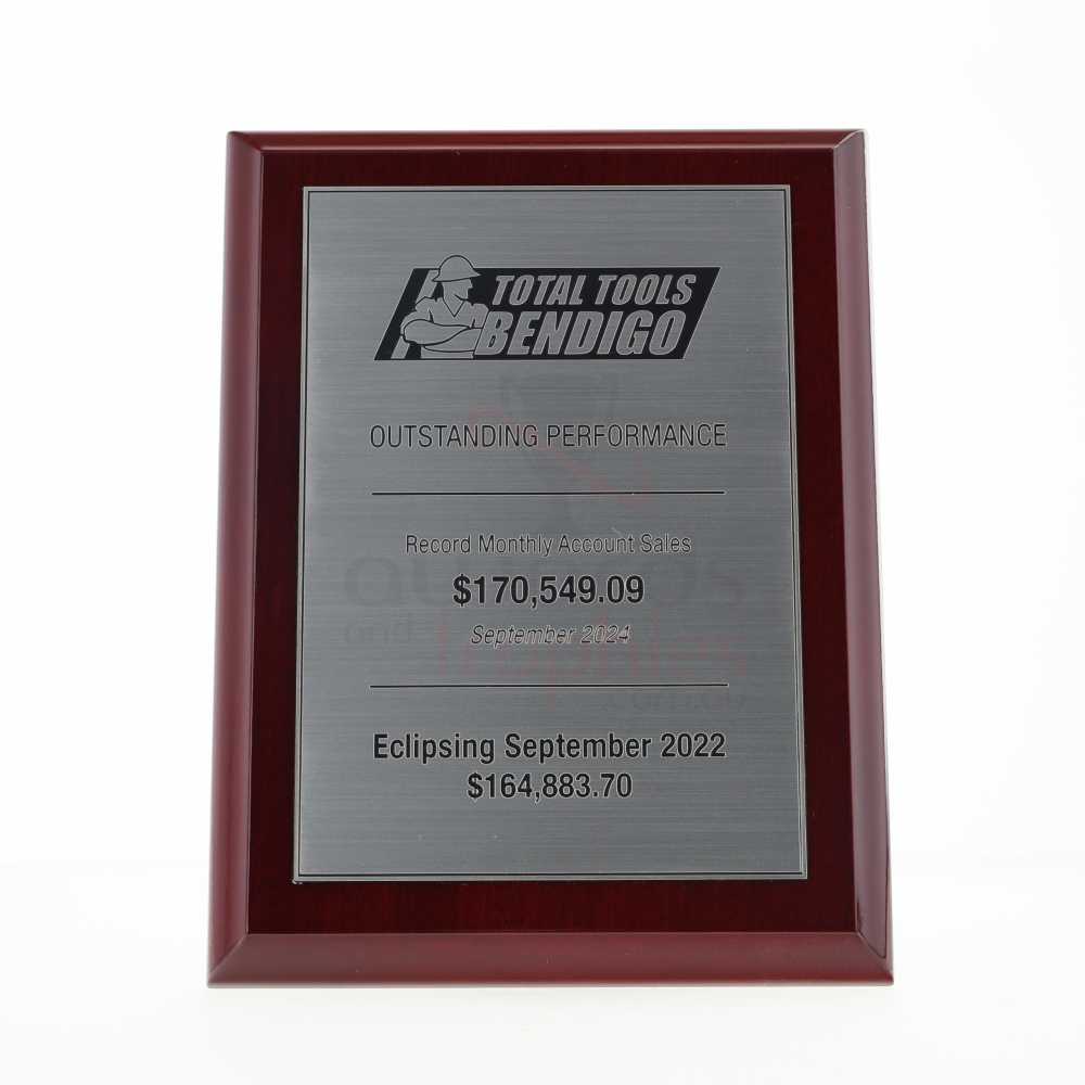 Budget Gloss Rosewood Plaque - Silver 150mm