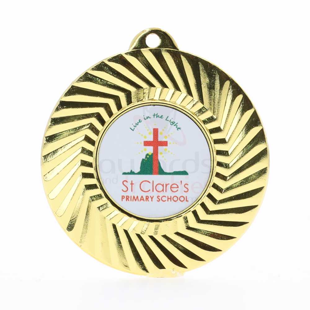 Rosette Personalised Medal 50mm Gold 