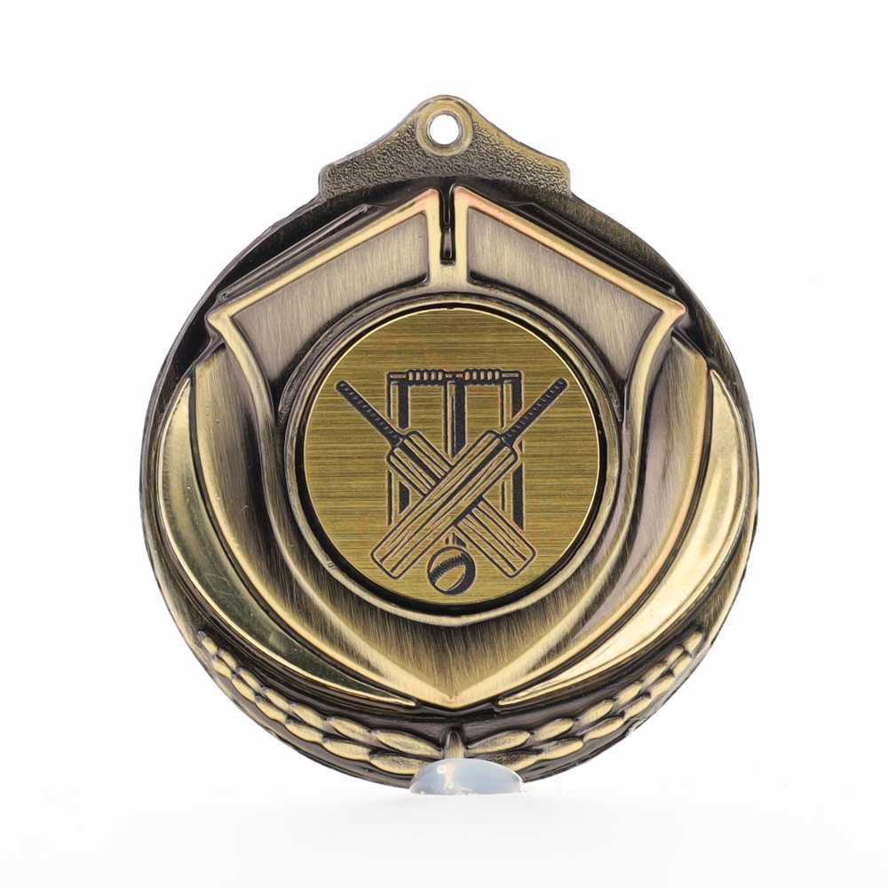 Two Tone Cricket Medal 50mm Gold