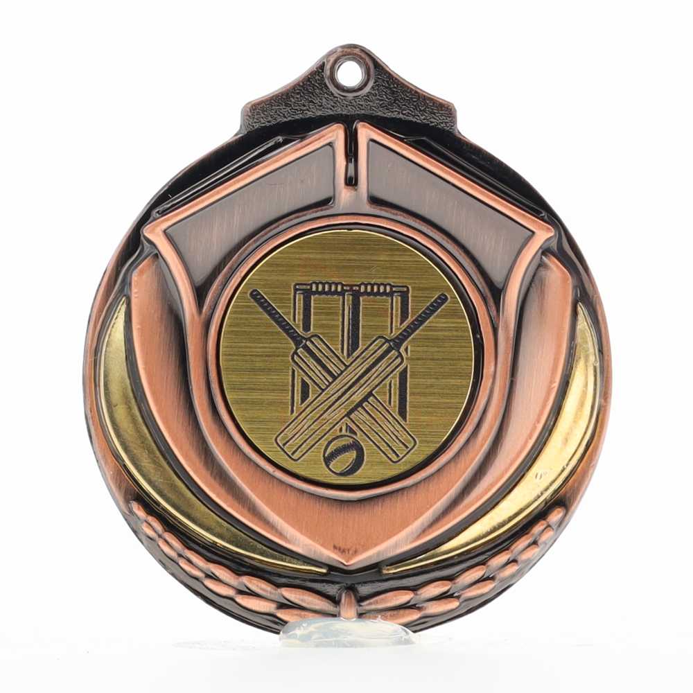 Two Tone Cricket Medal 50mm Bronze