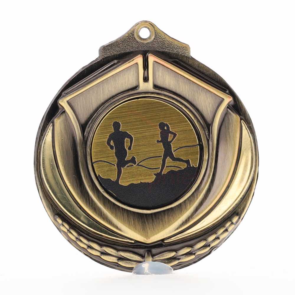 Two Tone Cross Country Medal 50mm Gold