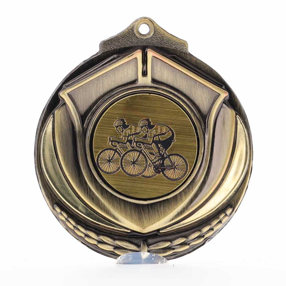 Two Tone Cycling Medal 50mm Gold