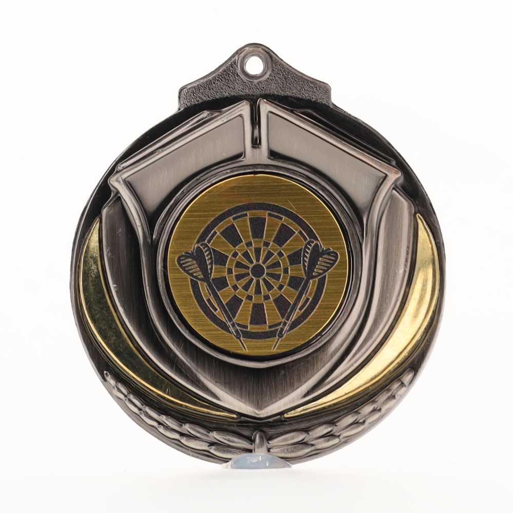 Two Tone Darts Medal 50mm Silver