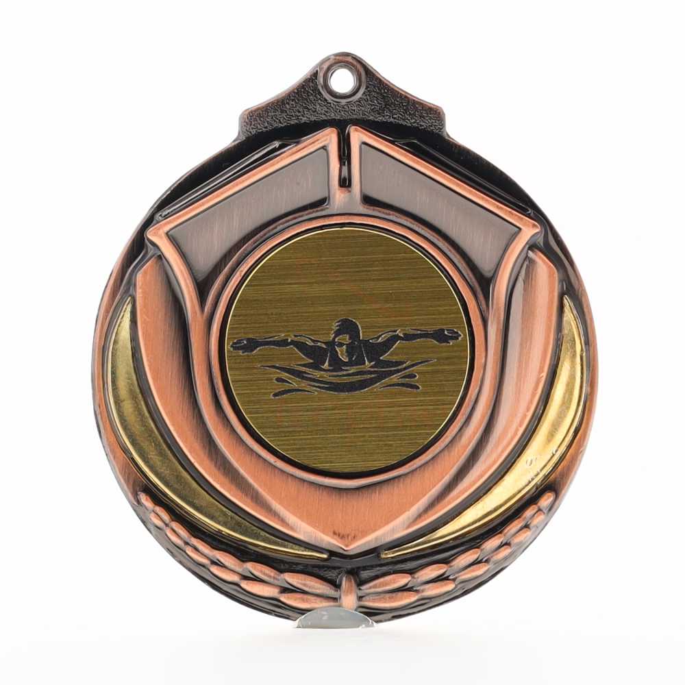 Two Tone Medal Female Swimmer 50mm Bronze