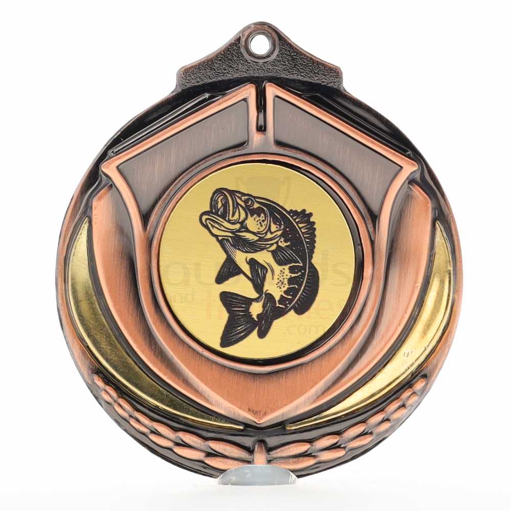 Two Tone Fishing Medal 50mm Bronze