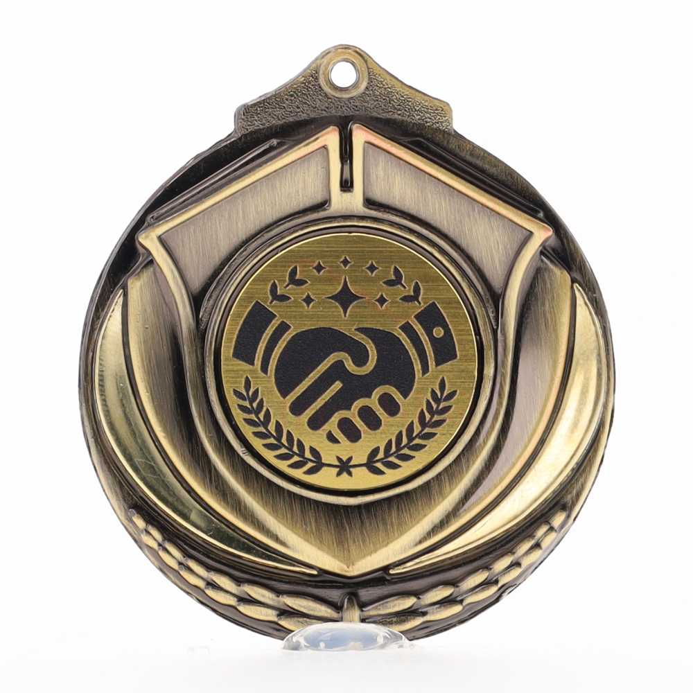 Two Tone Handshake Medal 50mm Gold