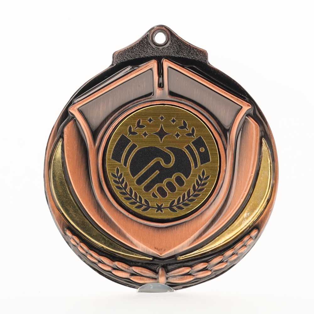 Two Tone Handshake Medal 50mm Bronze