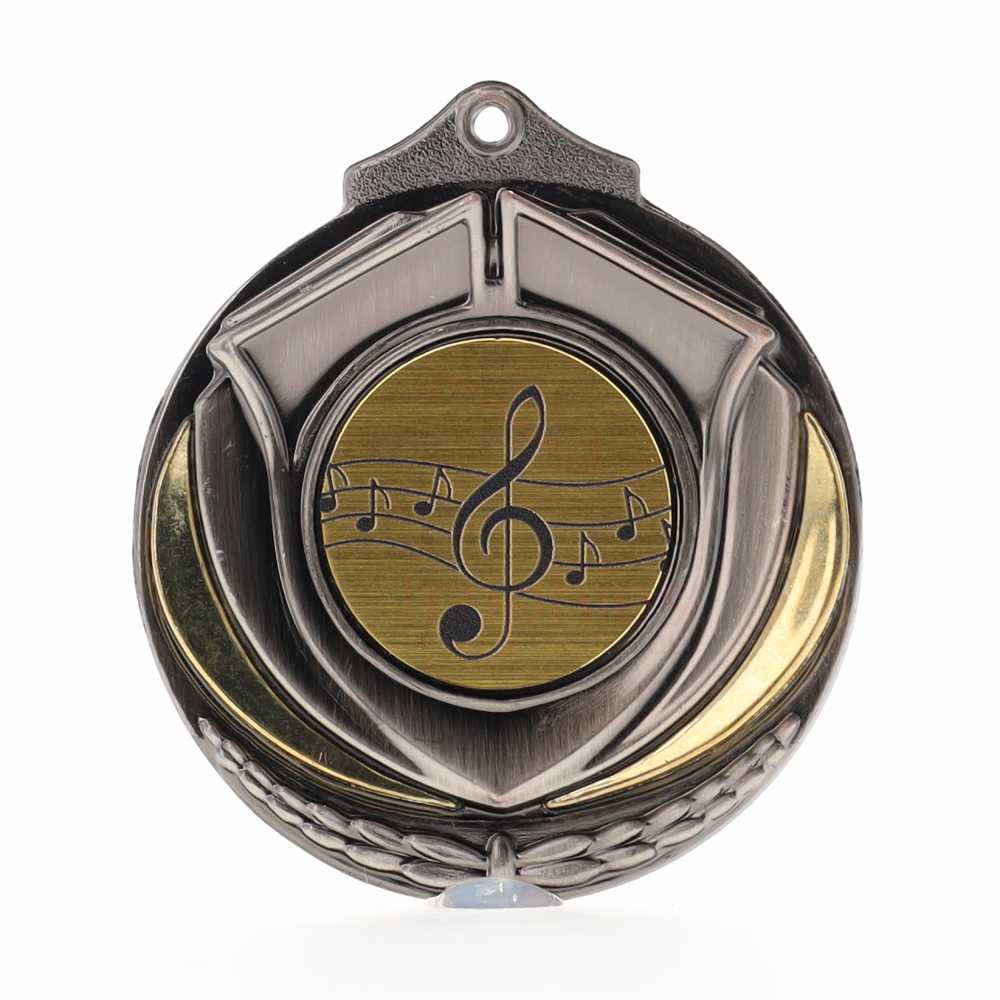 Two Tone Music Medal 50mm Silver