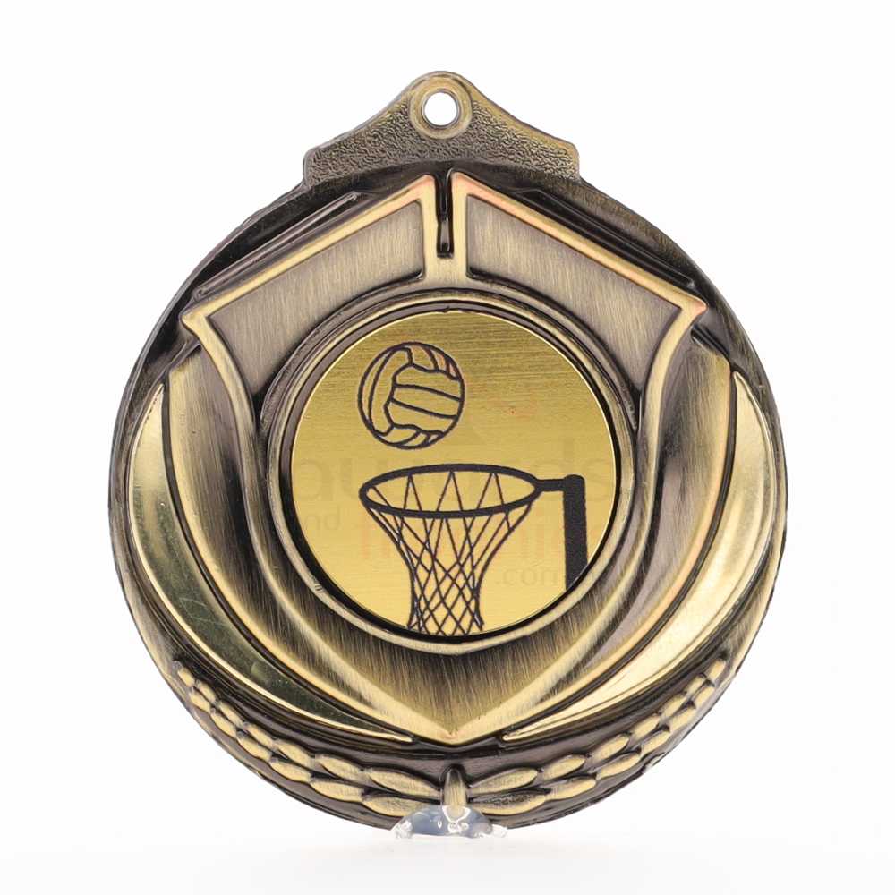 Two Tone Netball Medal 50mm Gold