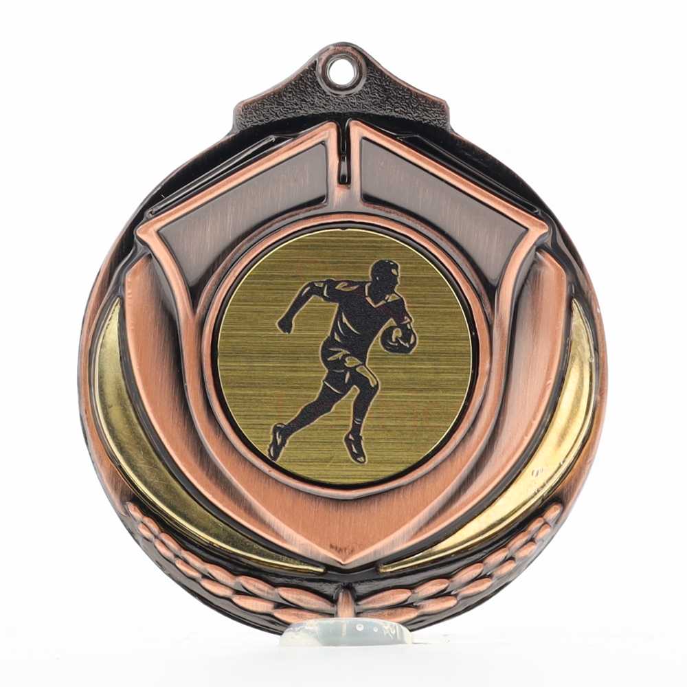 Two Tone Rugby Medal 50mm Bronze