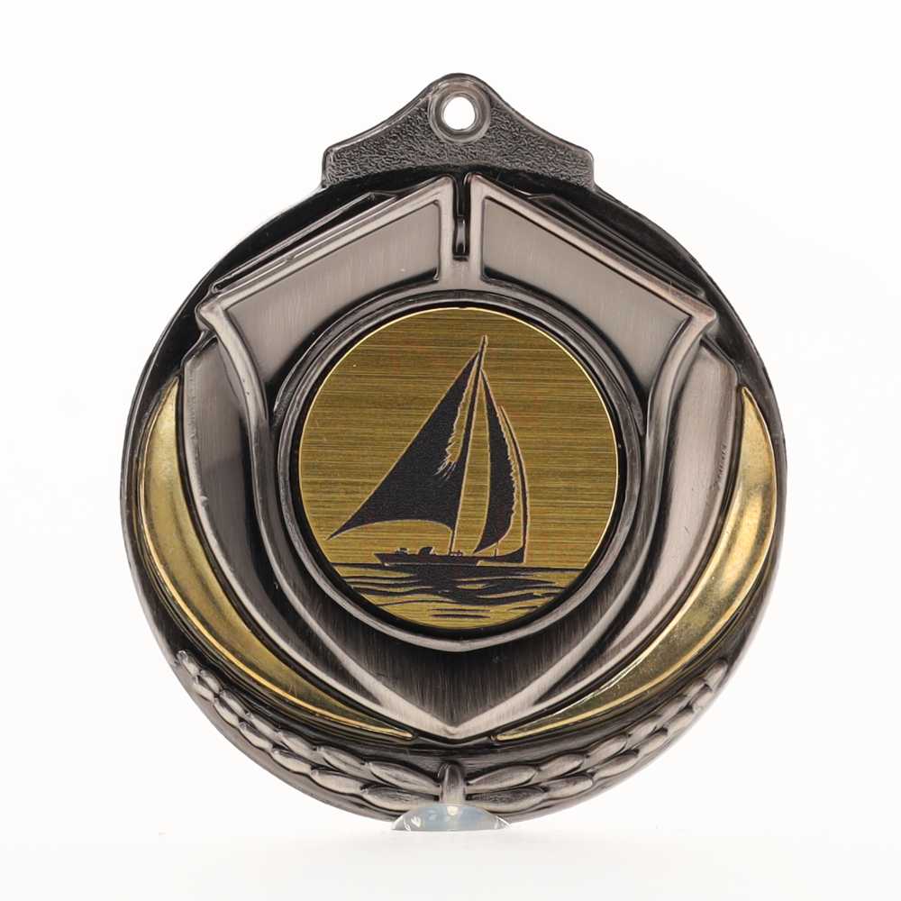 Two Tone Sailing Medal 50mm Silver