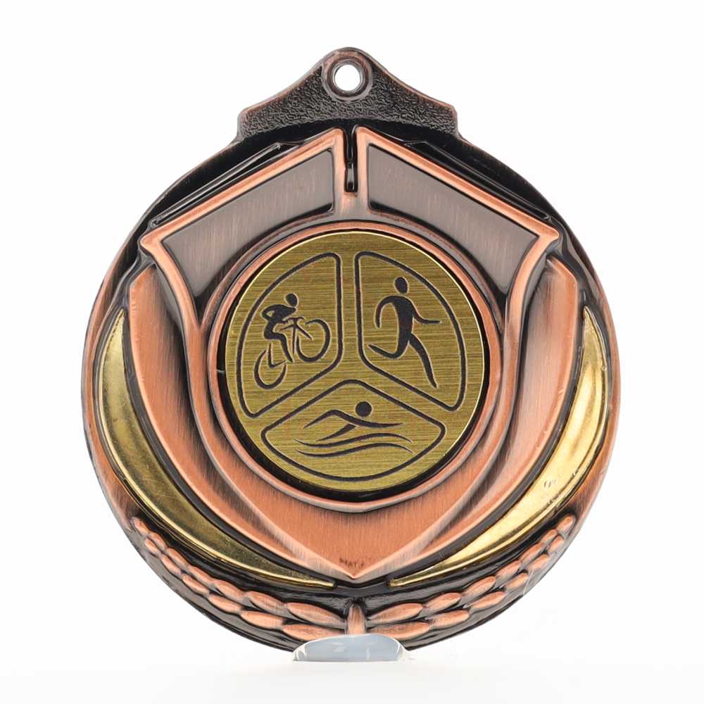 Two Tone Triathlon Medal 50mm Bronze