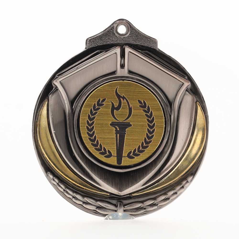 Two Tone Victory Torch Medal 50mm Silver