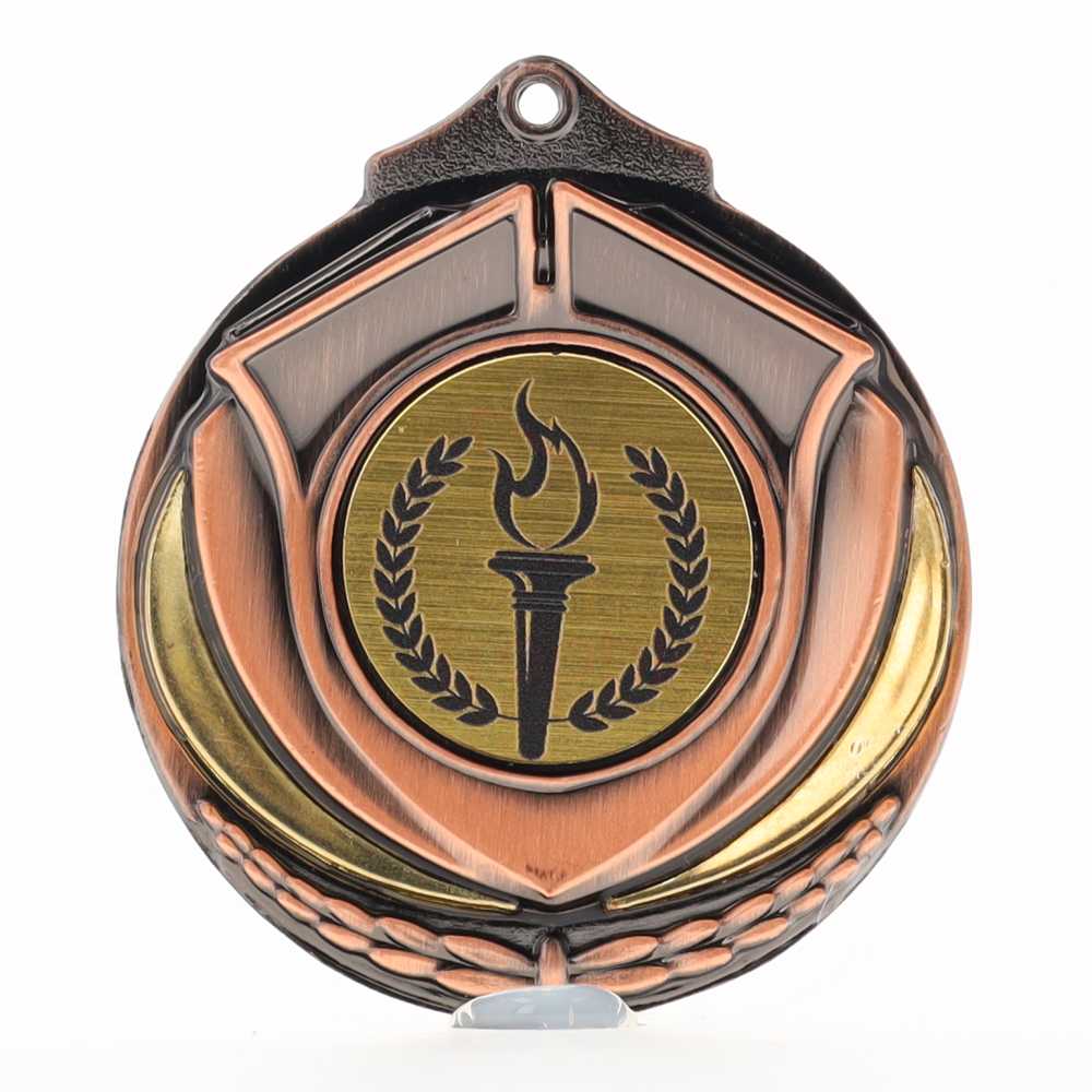 Two Tone Victory Torch Medal 50mm Bronze