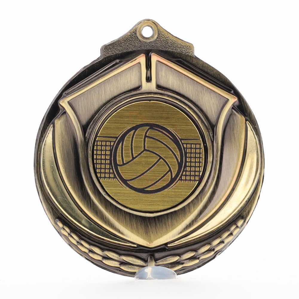 Two Tone Volleyball Medal 50mm Gold