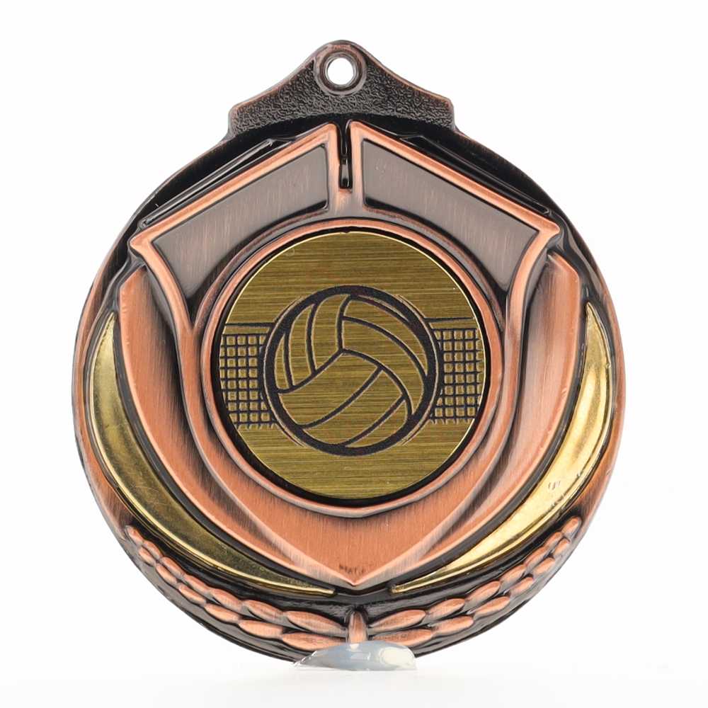 Two Tone Volleyball Medal 50mm Bronze