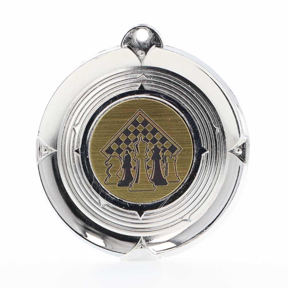 Deluxe Chess Medal 50mm Silver