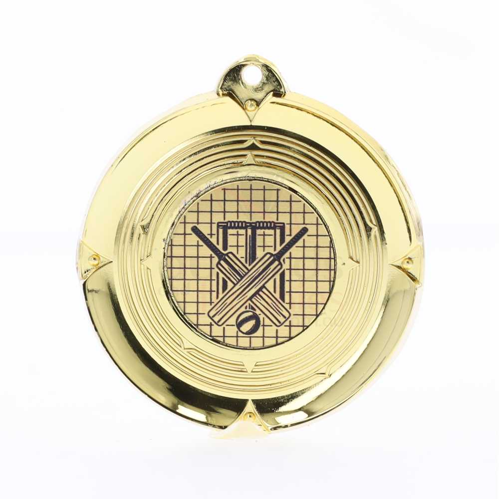 Deluxe Indoor Cricket Medal 50mm Gold