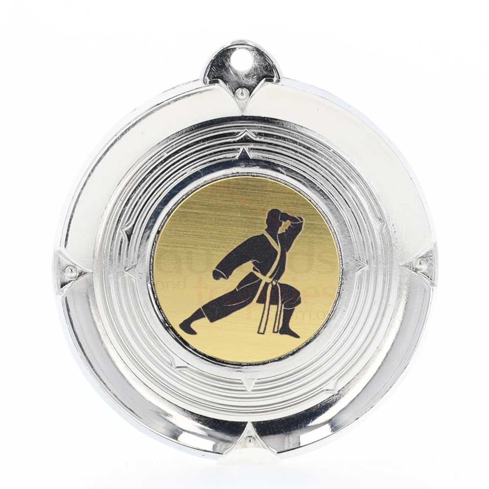 Deluxe Karate Medal 50mm Silver