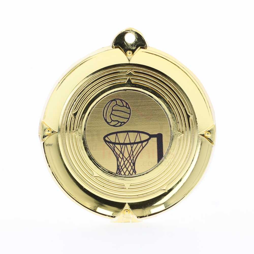 Deluxe Netball Medal 50mm Gold