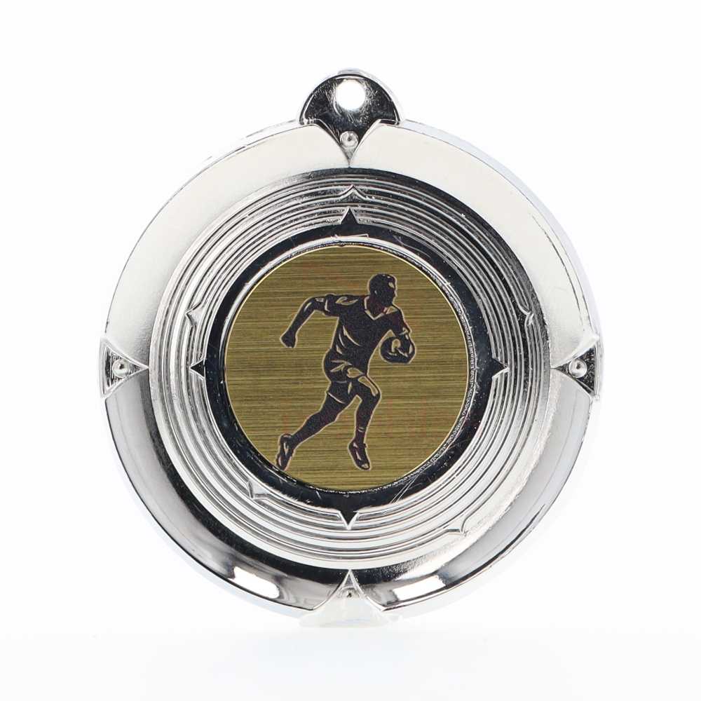 Deluxe Rugby Medal 50mm Silver