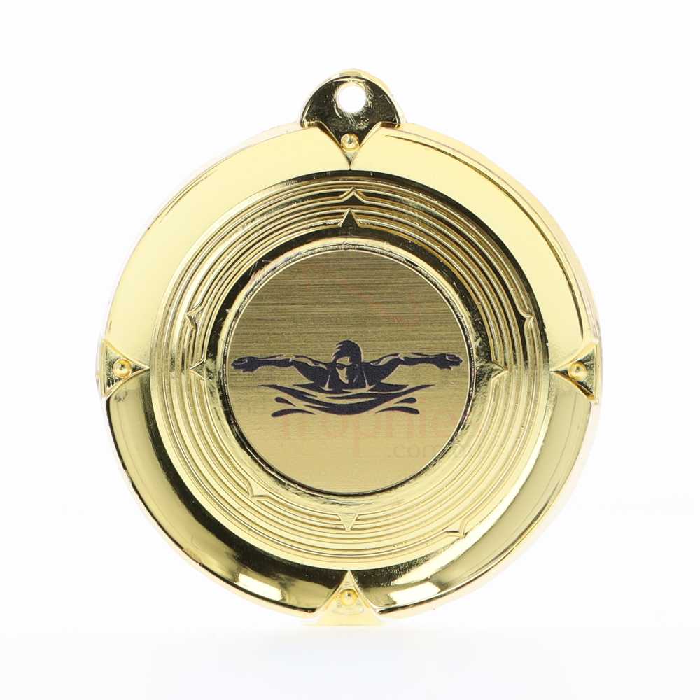 Deluxe Female Swimming Medal 50mm Gold