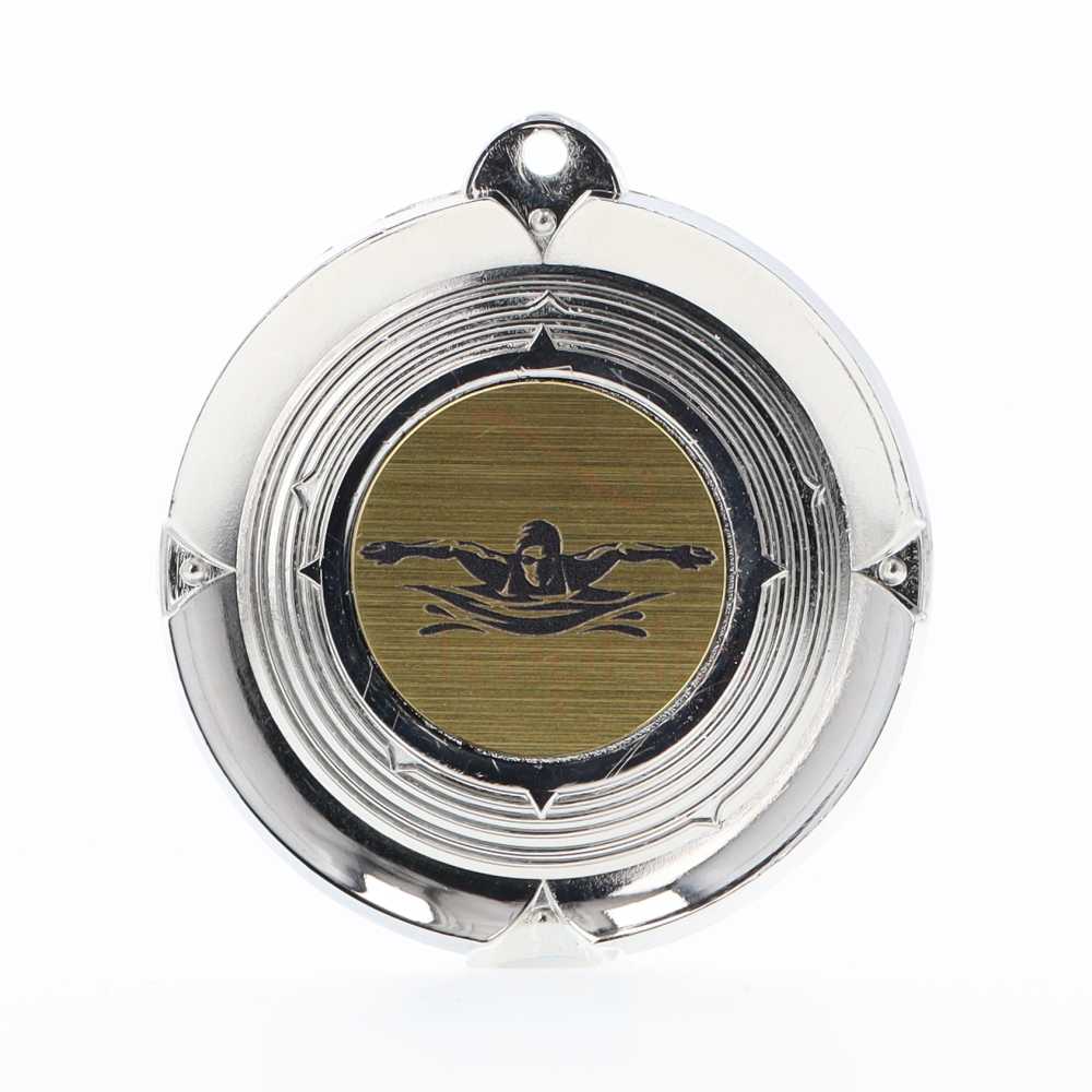 Deluxe Female Swimming Medal 50mm Silver