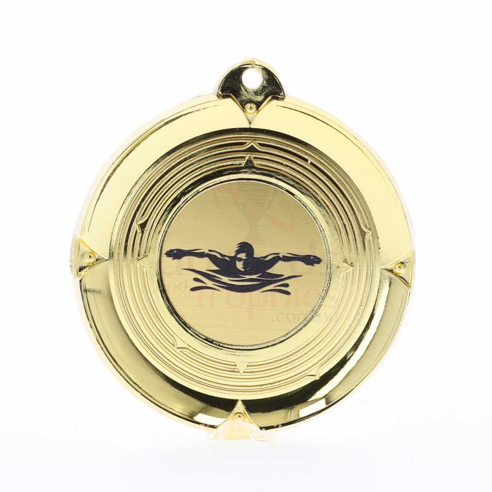 Deluxe Male Swimming Medal 50mm Gold