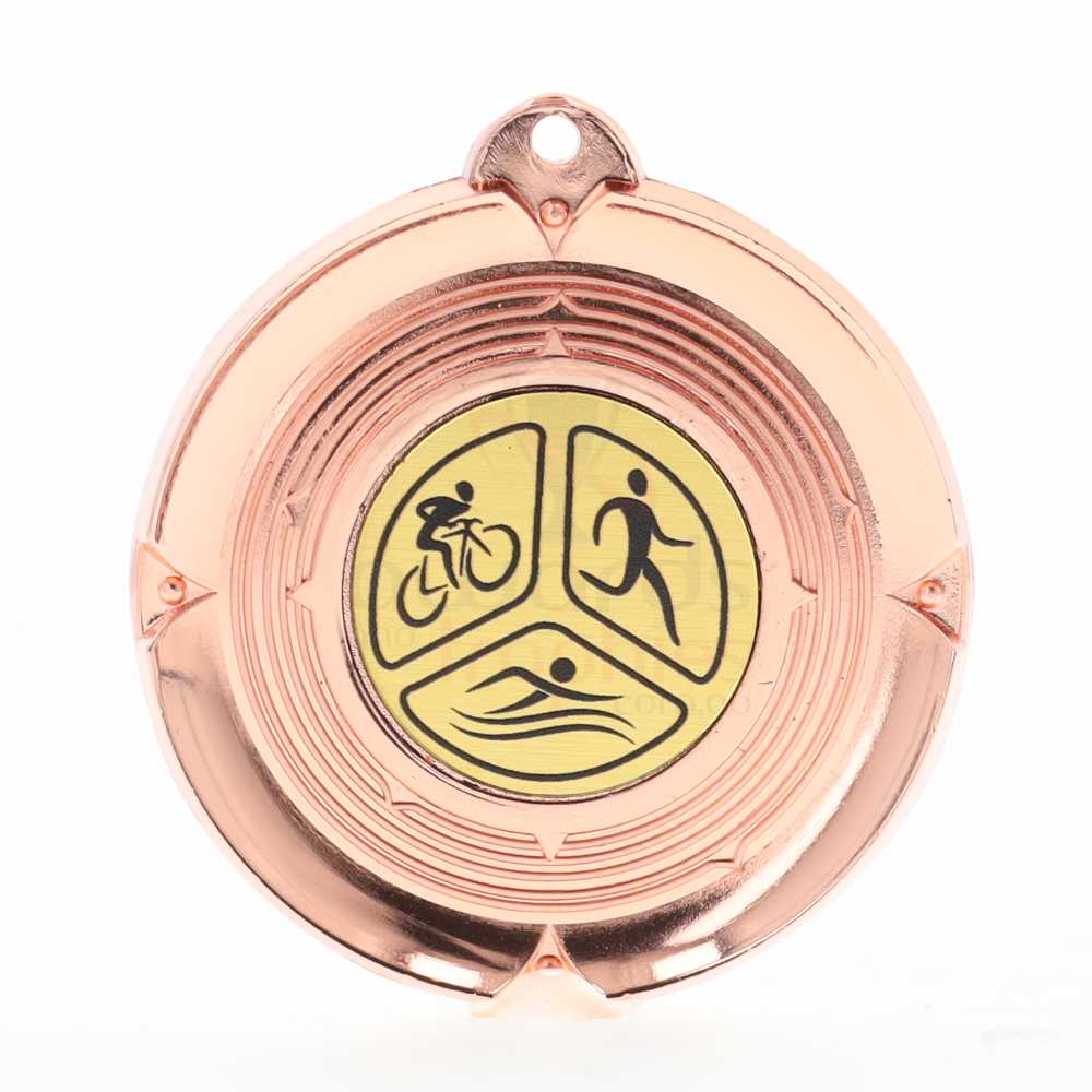 Deluxe Triathlon Medal 50mm Bronze