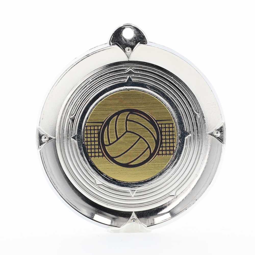 Deluxe Volleyball Medal 50mm Silver