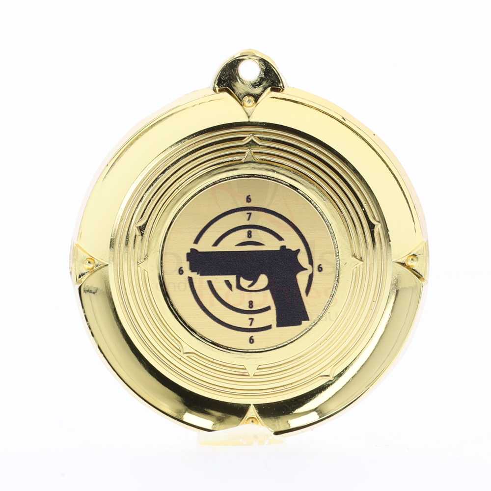 Deluxe Pistol Medal 50mm Gold