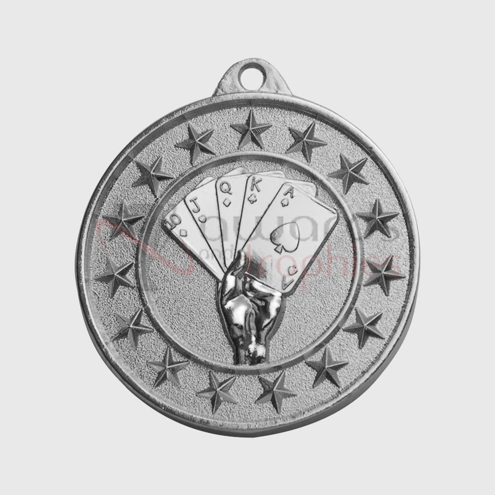 Poker Starry Medal Silver 50mm