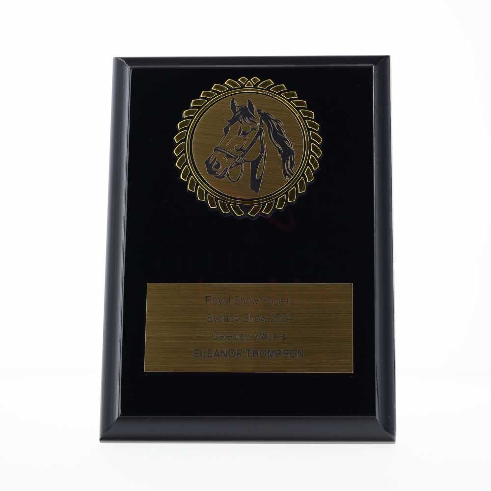 Black Plaque 150mm - Horse