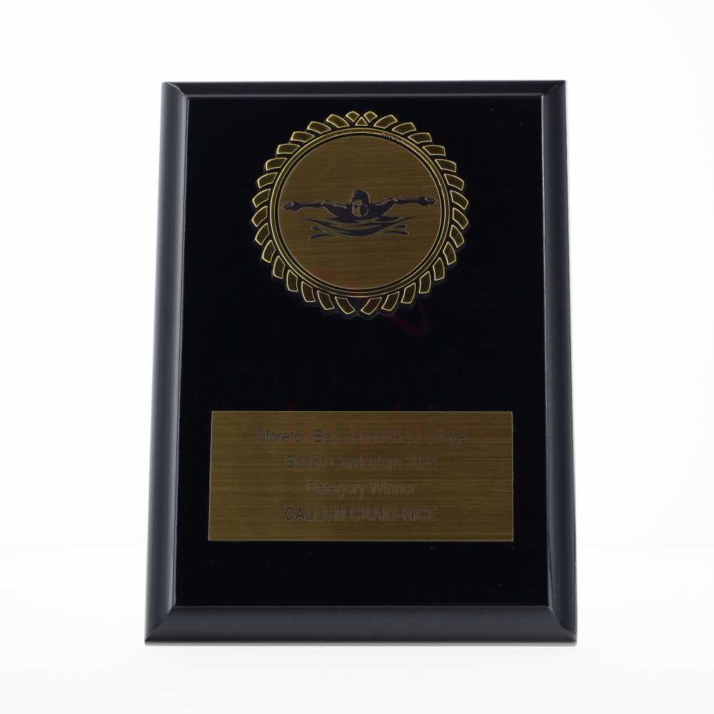 Black Plaque 150mm - Male Swimmer