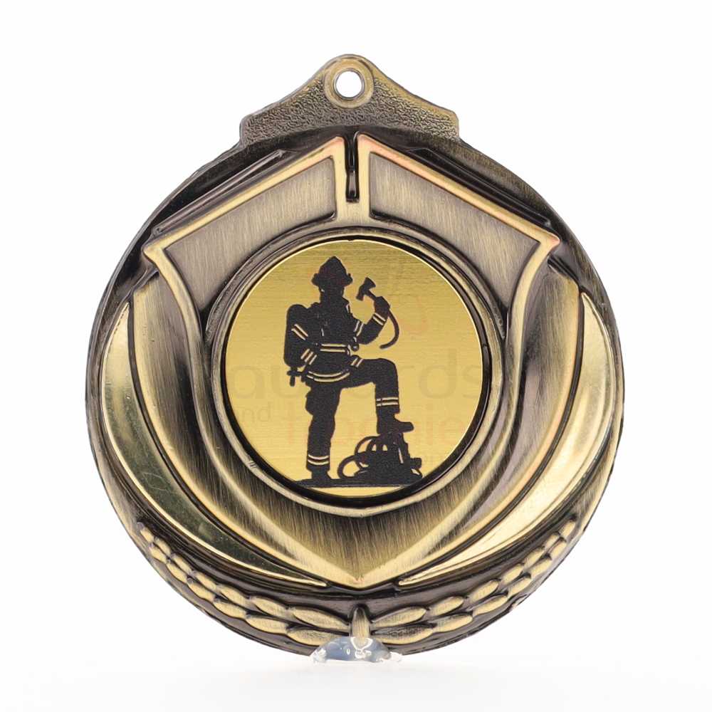 Two Tone Gold Medal 50mm - Firefighter