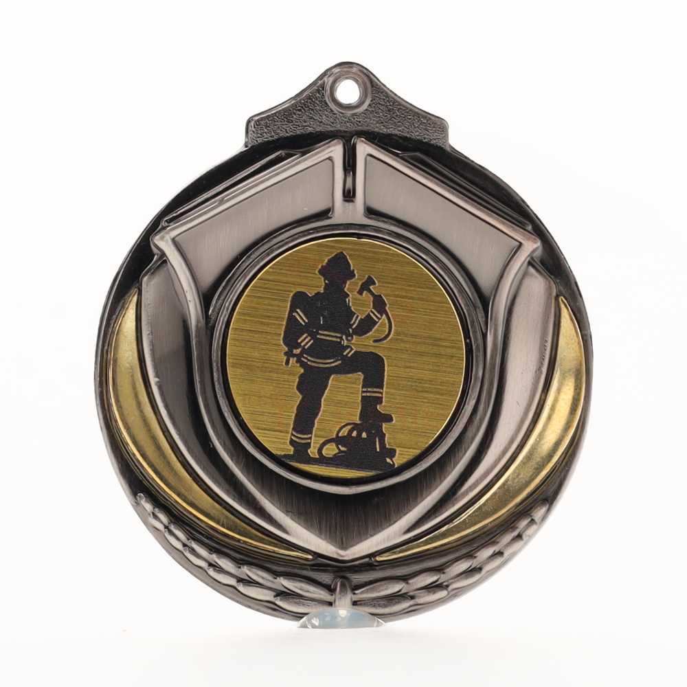 Two Tone Silver Medal 50mm - Firefighter