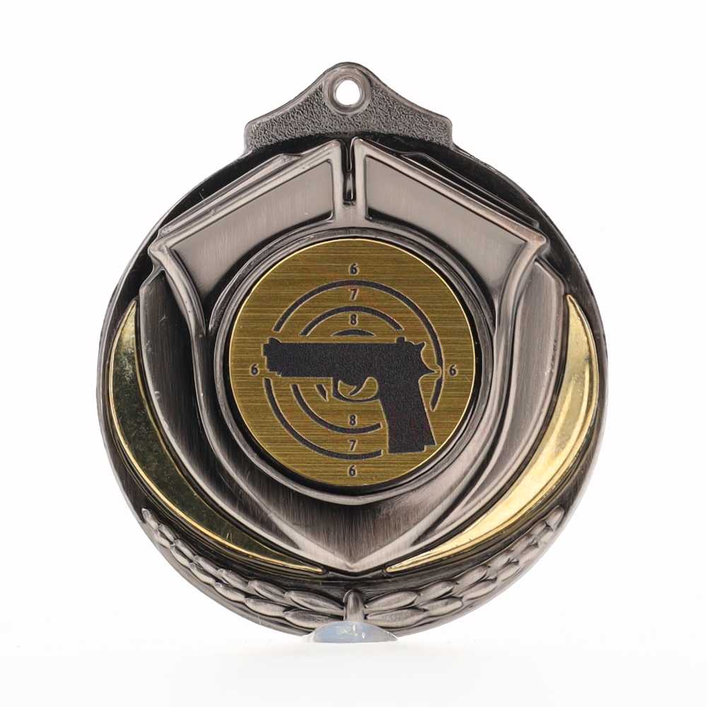 Two Tone Silver Medal 50mm - Pistol