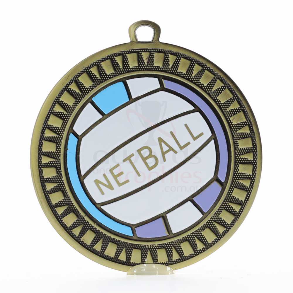 Spark Netball Medal 55mm - Antique Gold