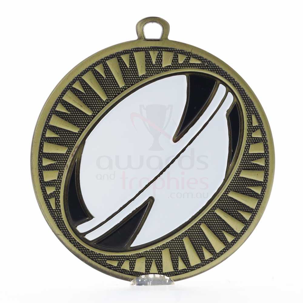 Spark Rugby Medal 55mm - Antique Gold