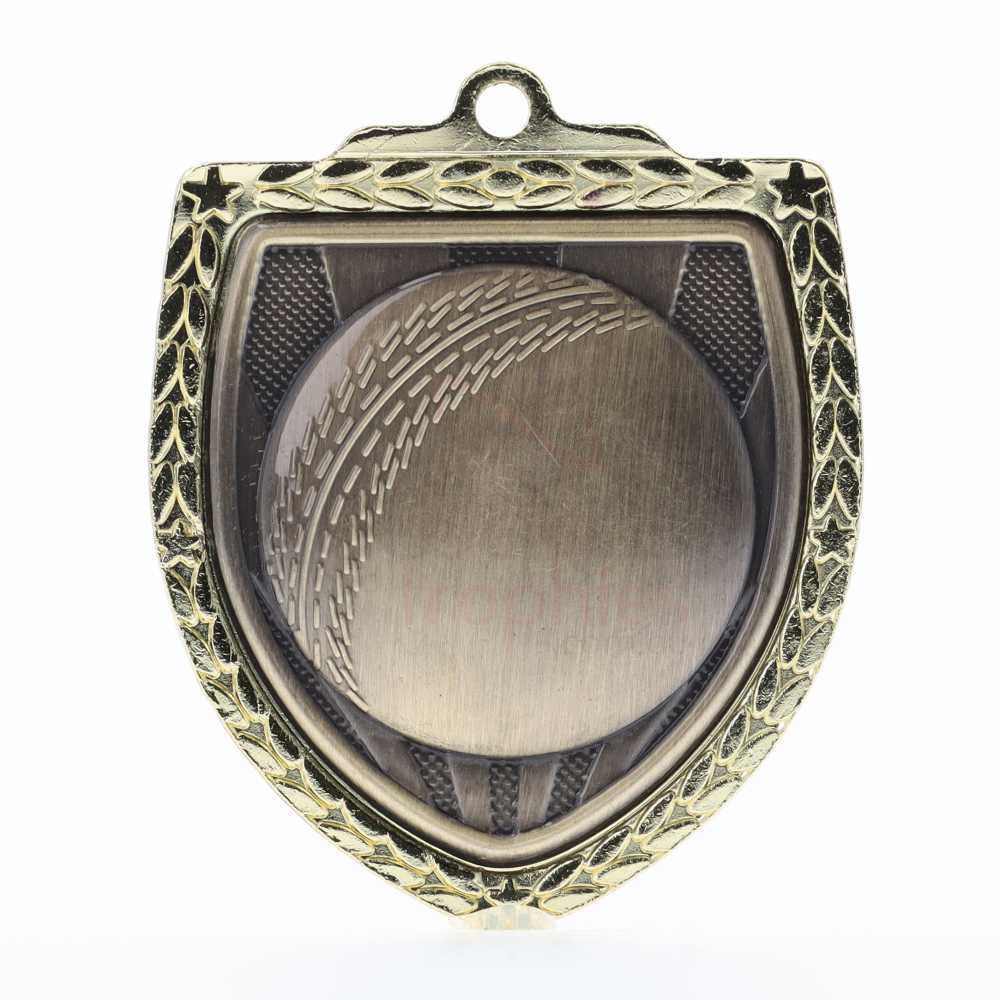 Cricket Ball Shield Medal 80mm - Gold 