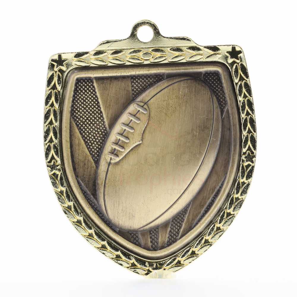 Aussie Rules Shield Medal 80mm - Gold 