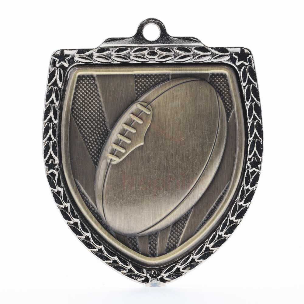 Aussie Rules Shield Medal 80mm - Silver 