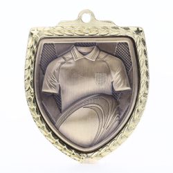 Rugby Shield Medal 80mm - Gold 