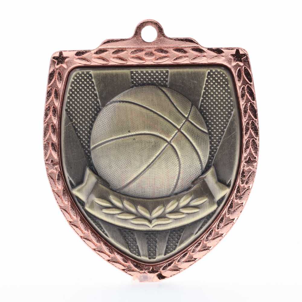 Basketball Shield Medal 80mm - Bronze