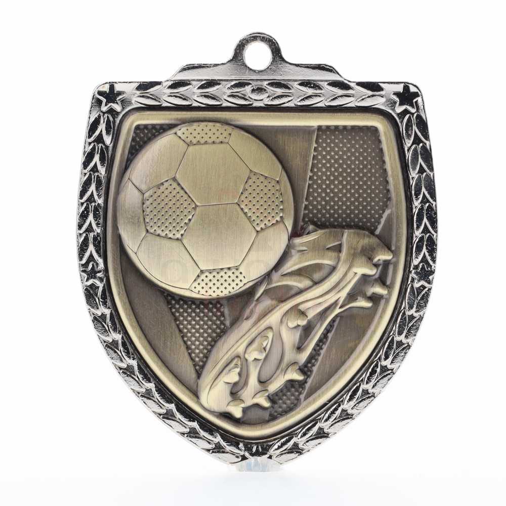 Soccer Boot Shield Medal 80mm - Silver 