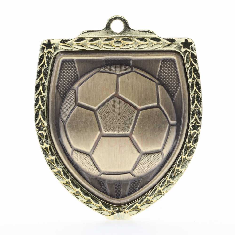 Soccer Ball Shield Medal 80mm - Gold 