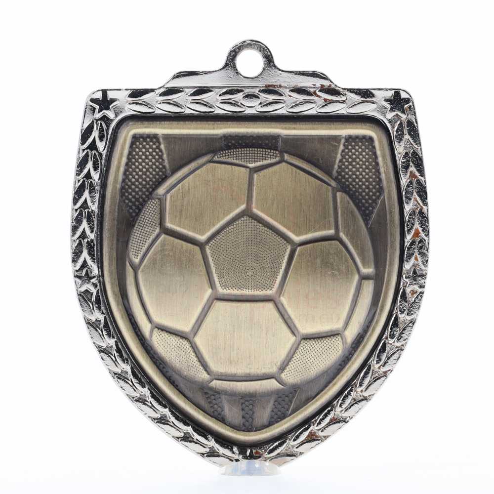 Soccer Ball Shield Medal 80mm - Silver 