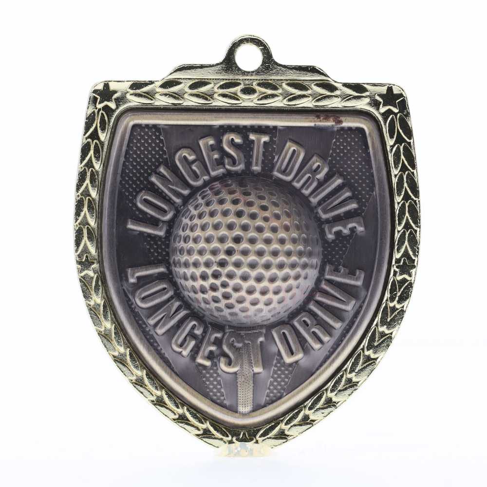 Longest Drive Shield Medal 80mm - Gold 